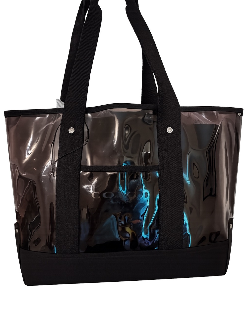 Coach Fragrance Clear Black PVC Tote Bag Large Reusable Shopper Travel Beach - Picture 11 of 12